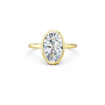 Oval Bezel-Set Diamond Engagement Ring Forever For Love
