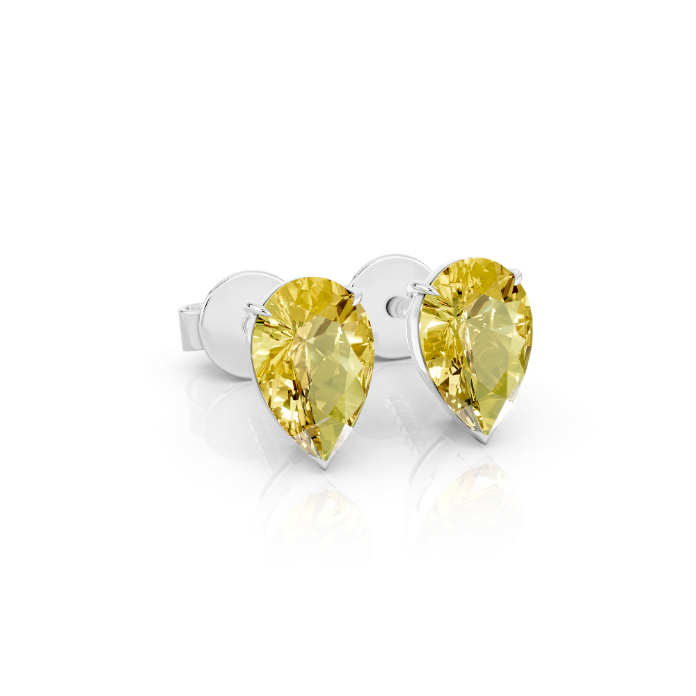 Pear Cut Color Diamond Stud Earrings 1 Ct engagement ring in 10K Solid Gold — custom handcrafted by Forever For Love