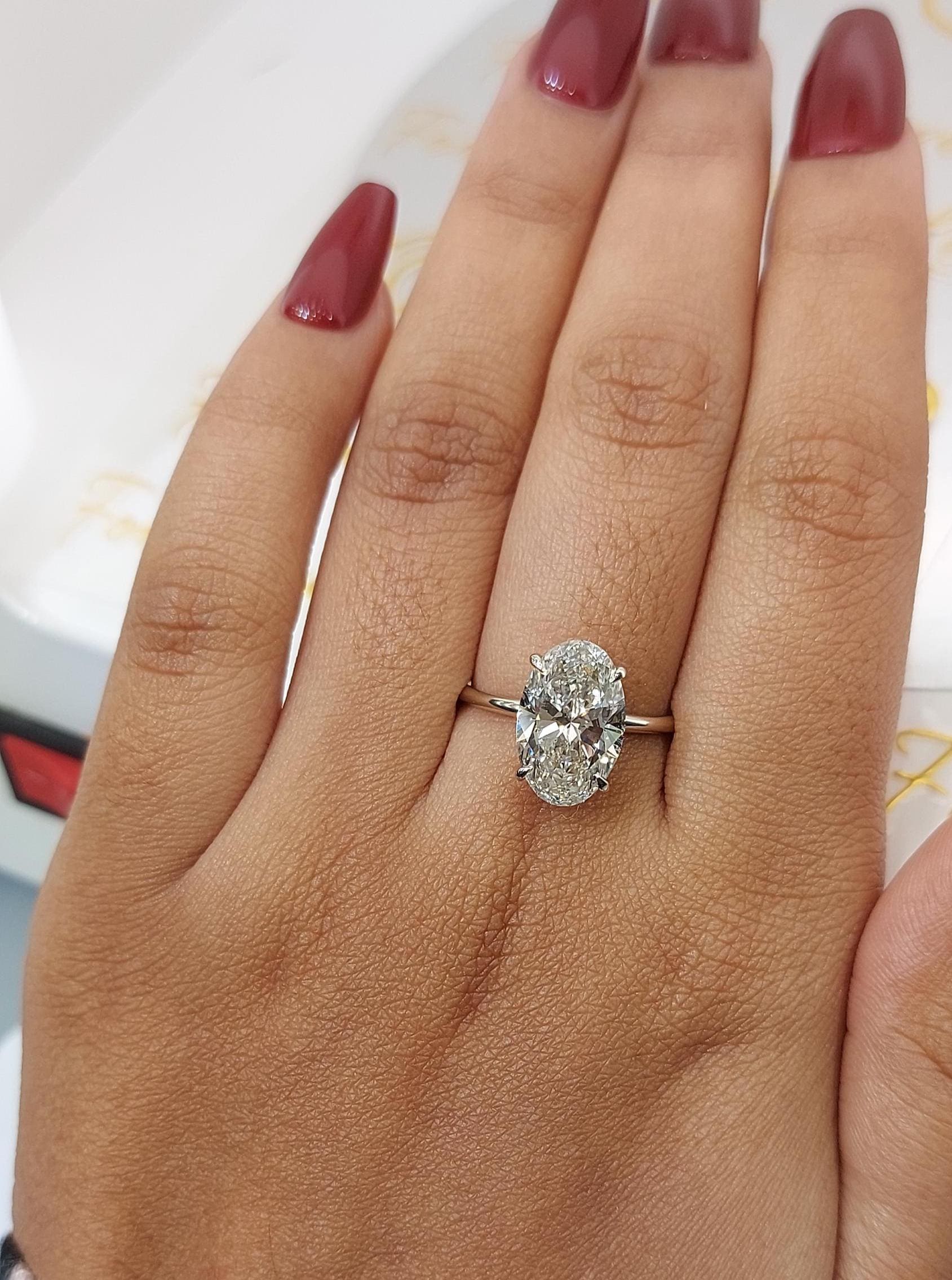3 Ct IGI Certified Oval Lab Diamond Solitaire Engagement Ring