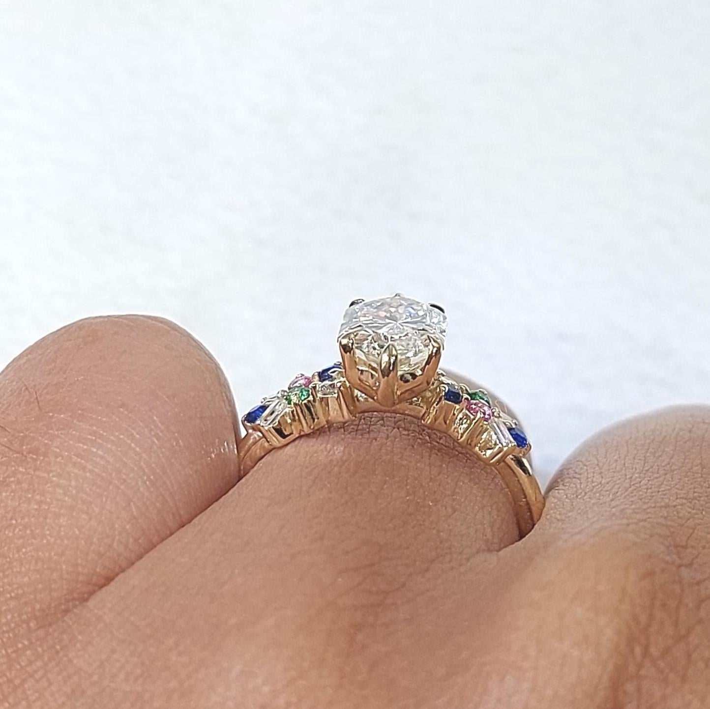 Marquise Lab Diamond Engagement Ring