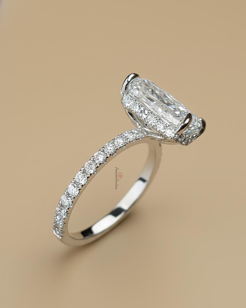 6 Ct IGI Certified Radiant Lab Diamond Halo Ring