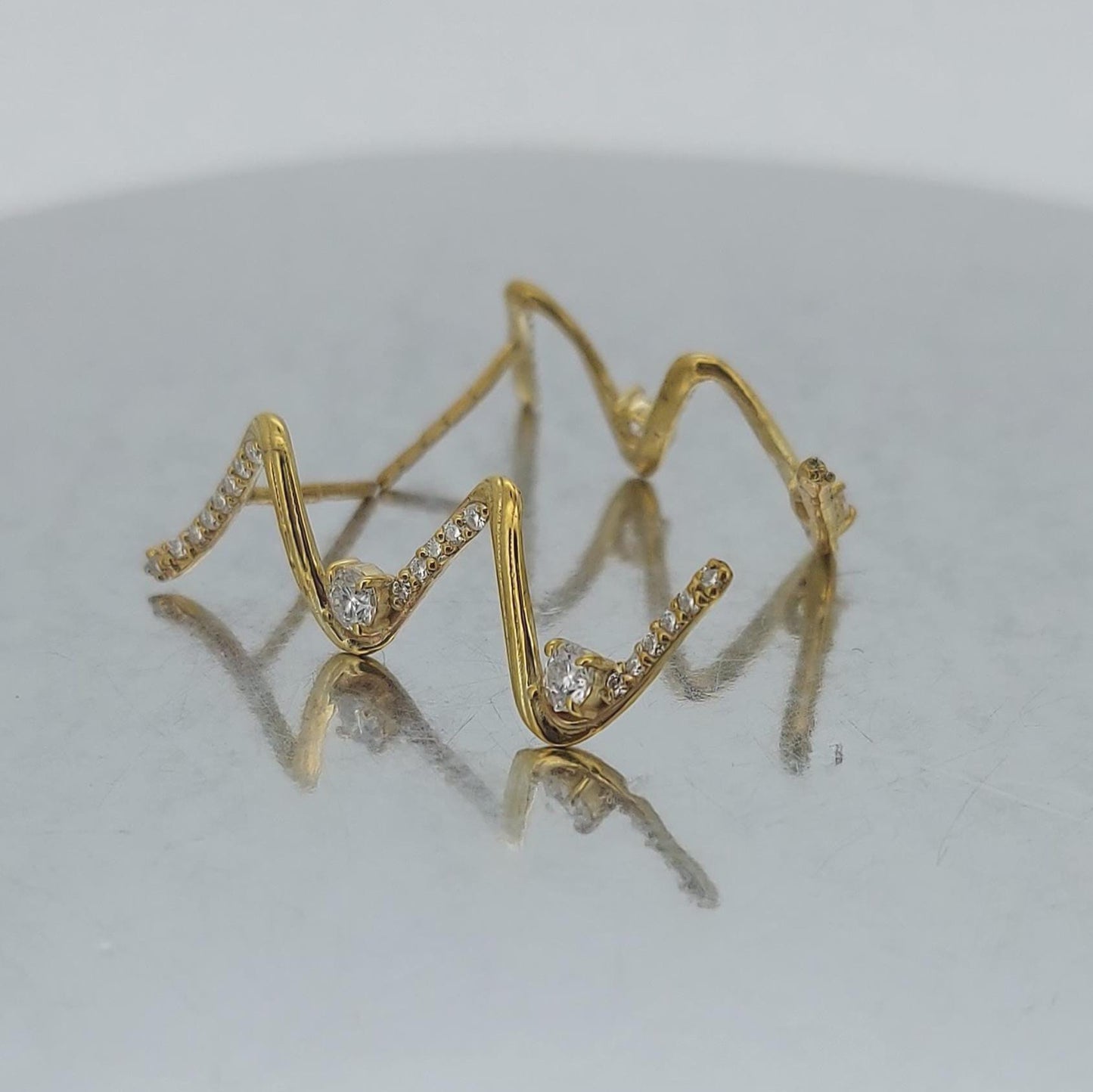14k Gold Zig Zag Drop Earrings, Solid Dangling Gold Earring, Zig Zag drop, Drop Earrings, Perfect Gift Moissanite engagement ring in Gold or Platinum — custom handcrafted by Forever For Love