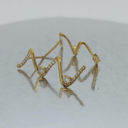 14k Gold Zig Zag Drop Earrings, Solid Dangling Gold Earring, Zig Zag drop, Drop Earrings, Perfect Gift