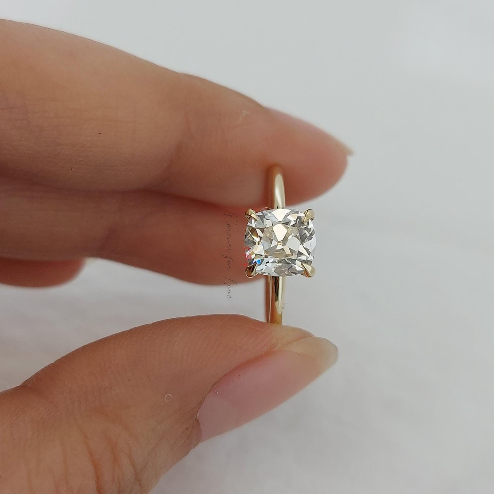 IGI Certified Old Mine Lab Diamond Hidden Halo Engagement Ring