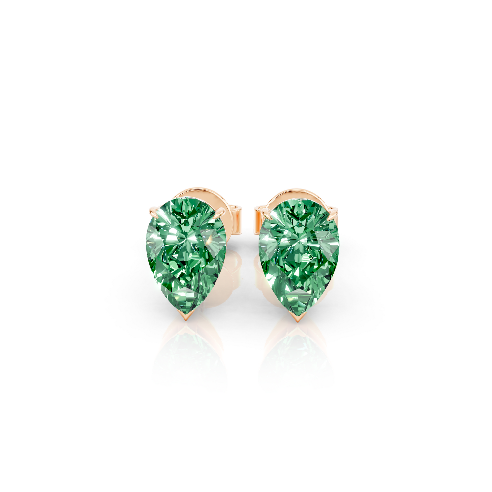 Pear Cut Color Diamond Stud Earrings 1 Ct engagement ring in 10K Solid Gold — custom handcrafted by Forever For Love