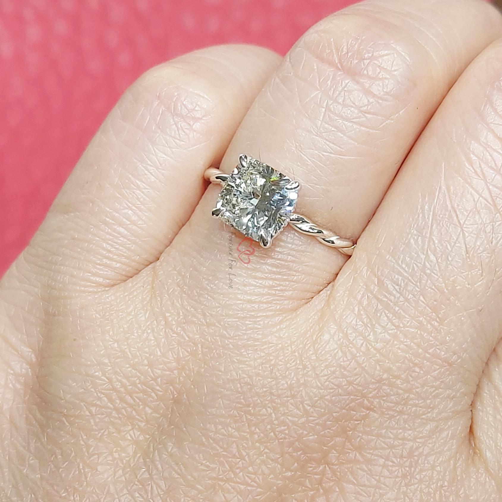 2 Ct IGI Certified Cushion Lab Diamond Engagement Ring
