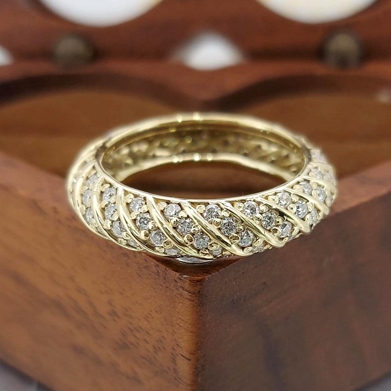 Cupcake Pave Diamond Band, Wide Gold Ring, 1.00 total carats Statement Ring, Round Brilliant Diamond Eternity Ring, Perfect gift For Her.
