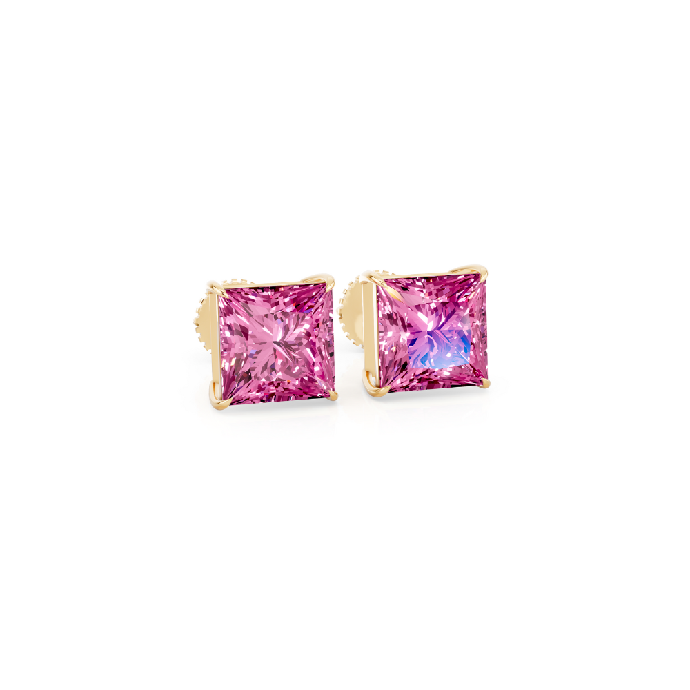 Princess Cut Color Diamond Stud Earrings Forever For Love