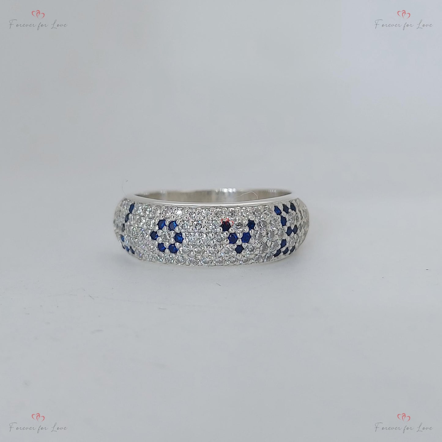 Round Diamond Band - Gold & Platinum Round cut 1Ct Moissanite Brilliant Cut engagement ring in 935 Argentium Silver — custom handcrafted by Forever For Love