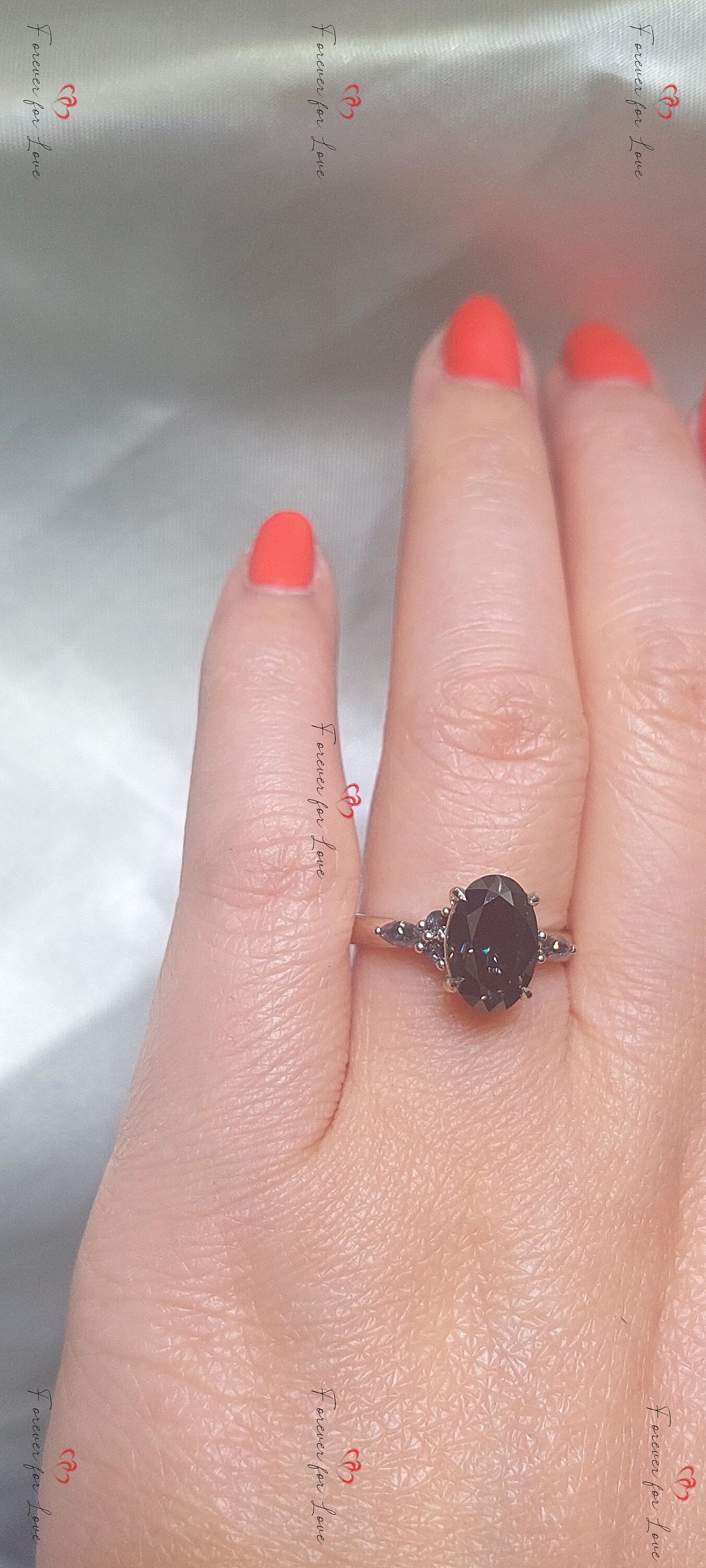 Bague de Fiançailles Solitaire Ovale en Moissanite 2 Ct Oval cut 1Ct Moissanite taille brillant engagement ring in Gold or Platinum — custom handcrafted by Forever For Love