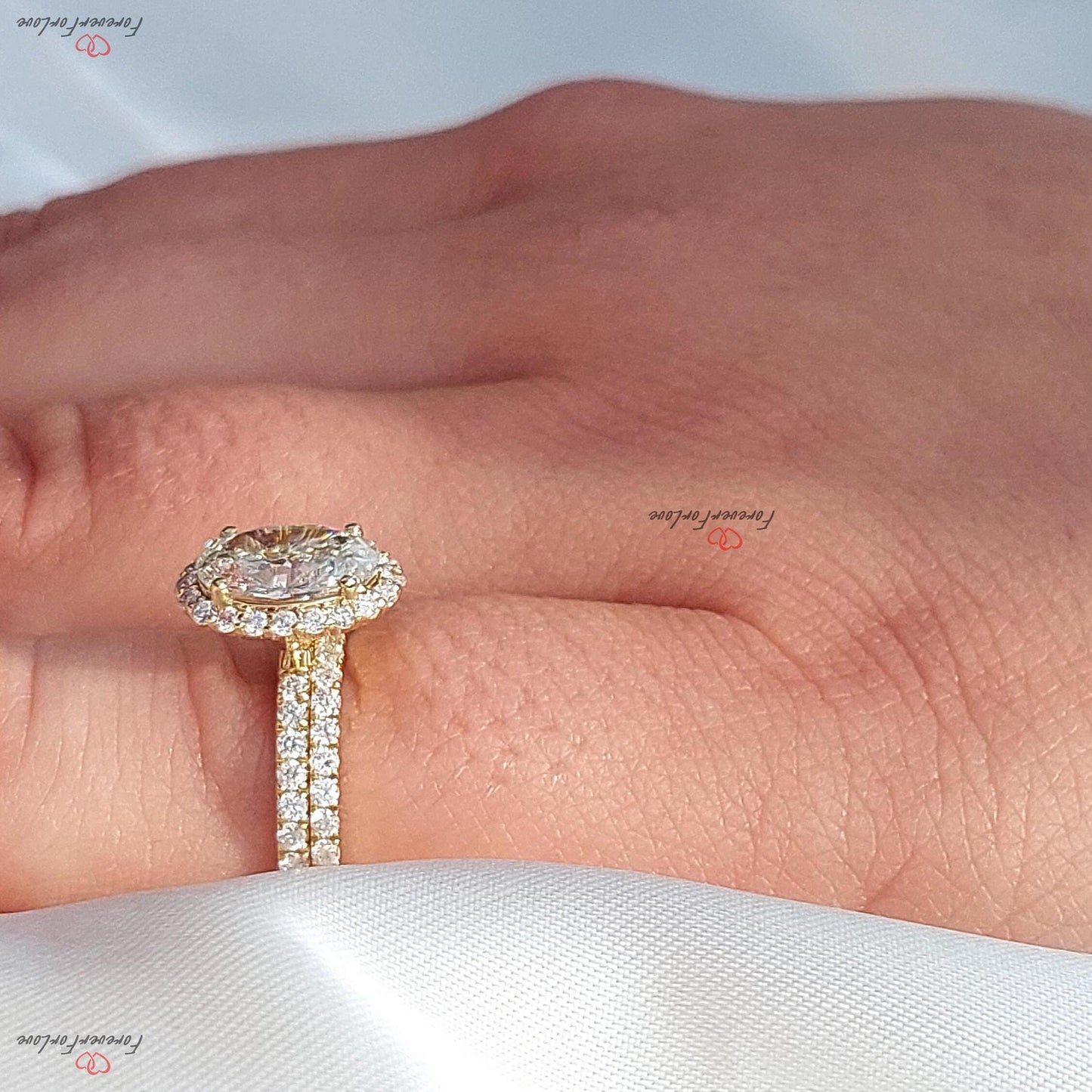 2 Ct IGI Certified Oval Lab Diamond Solitaire Bridal Set Oval cut Moissanite Brilliant Cut engagement ring in 935 Argentium Silver — custom handcrafted by Forever For Love