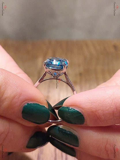 5 Ct Cushion Moissanite Solitaire Engagement Ring
