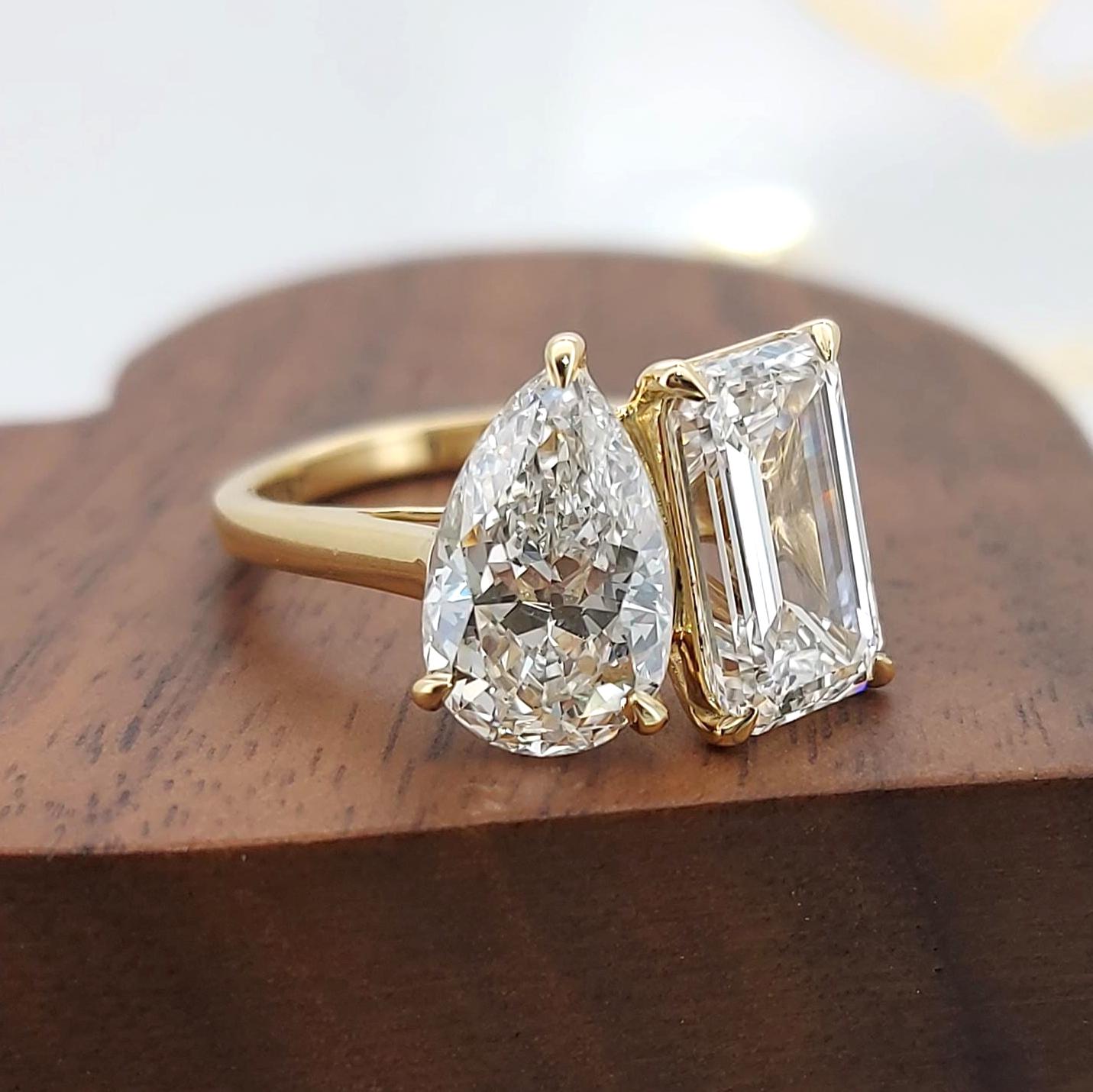 4.5 Ct Emerald Lab Diamond Engagement Ring