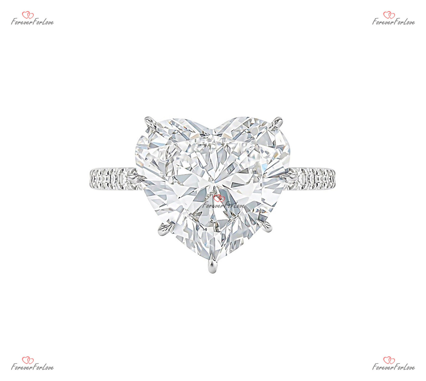 5 Ct Heart Moissanite Solitaire Engagement Ring Heart cut 1Ct Moissanite Brilliant Cut engagement ring in 935 Argentium Silver — custom handcrafted by Forever For Love