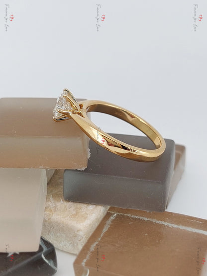 1 Ct Round Natural Diamond Solitaire Engagement Ring