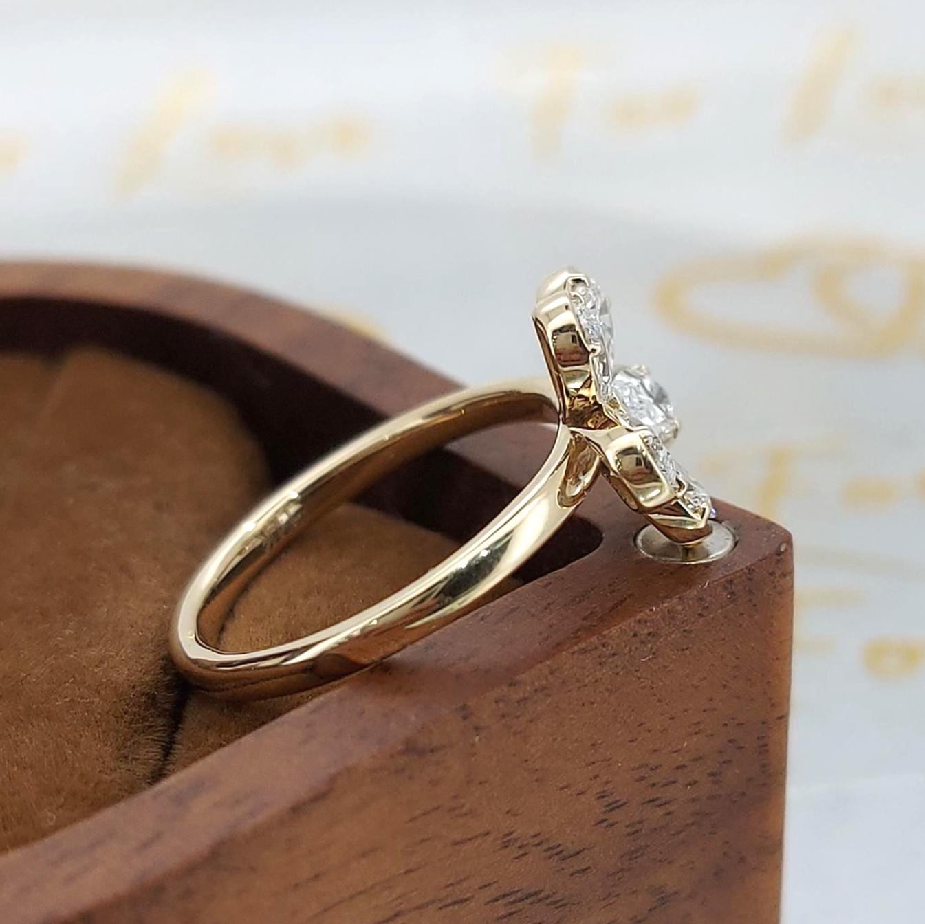 Pear Lab Diamond Ring