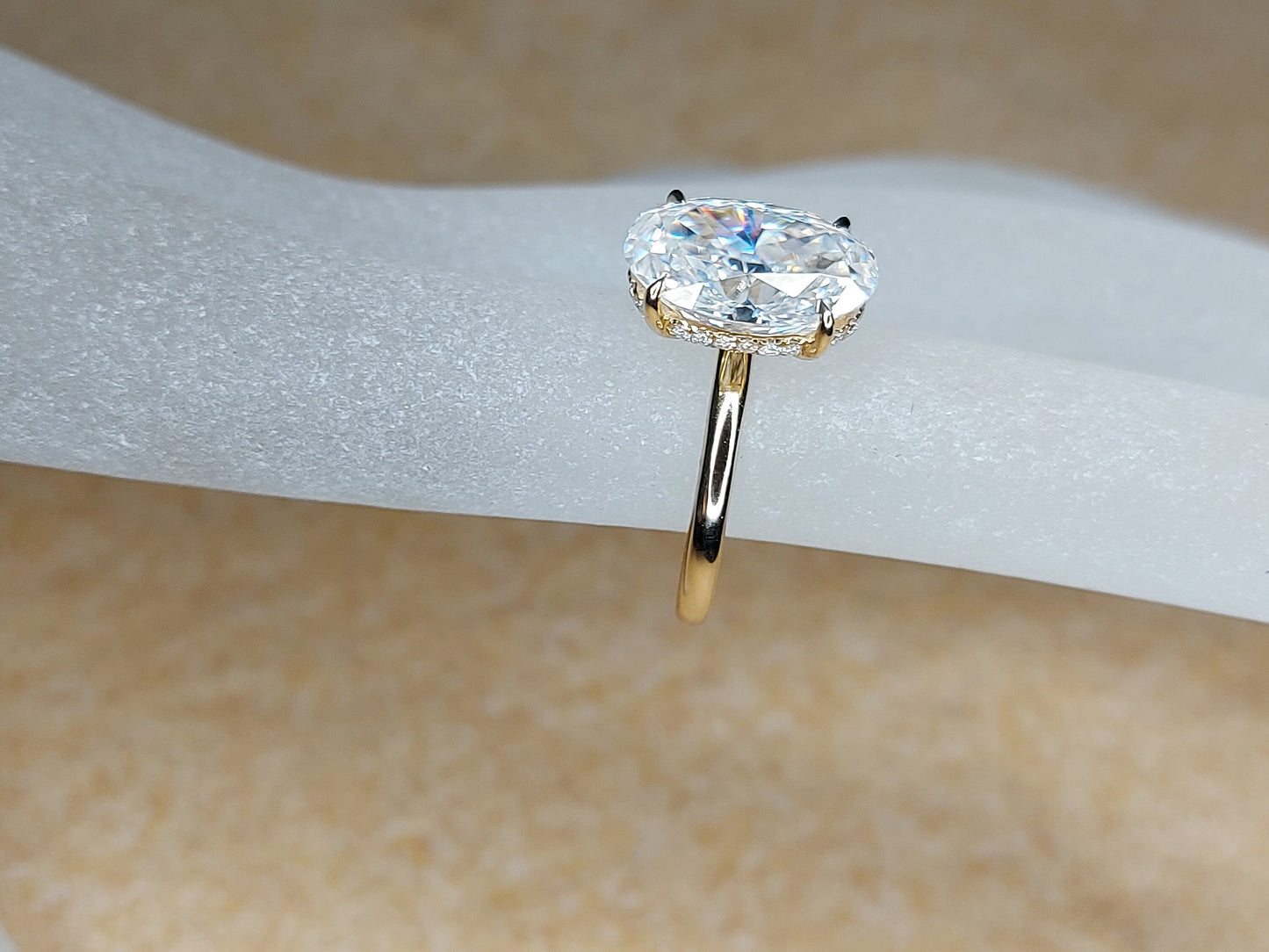 3 Ct Oval Diamond, Moissanite Halo Engagement Ring Oval cut 1Ct Moissanite Brilliant Cut engagement ring in 935 Argentium Silver — custom handcrafted by Forever For Love