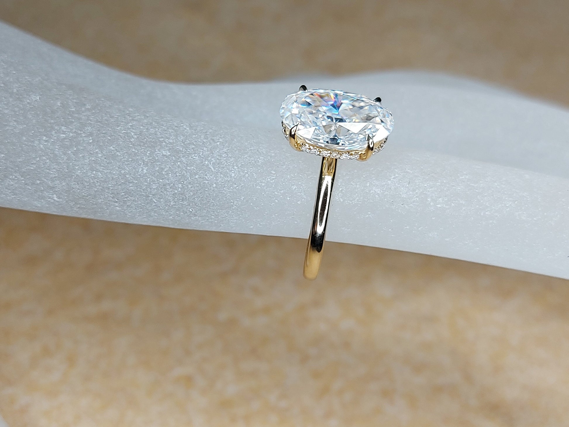 3 Ct Oval Diamond, Moissanite Halo Engagement Ring
