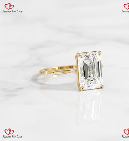 4 Ct IGI Certified Emerald Lab Diamond Engagement Ring