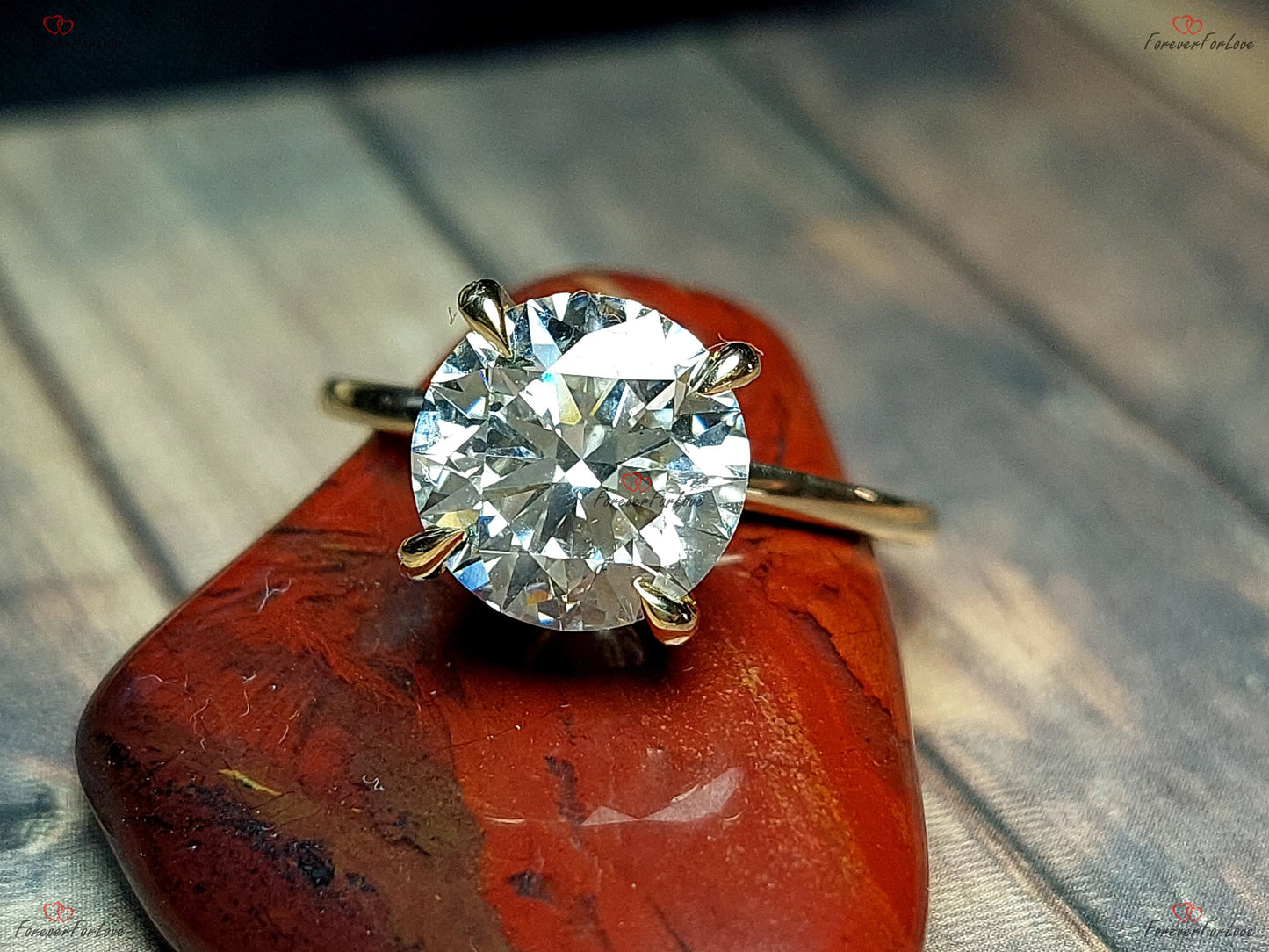 3 Ct IGI Certified Round Lab Diamond Solitaire Engagement Ring Round cut 1Ct Moissanite Brilliant Cut engagement ring in 935 Argentium Silver — custom handcrafted by Forever For Love