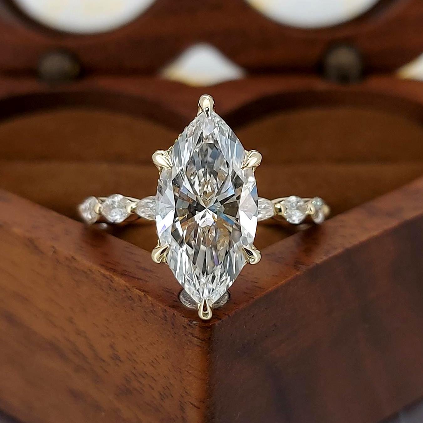 3.6 Ct IGI Certified Marquise Lab Diamond Engagement Ring