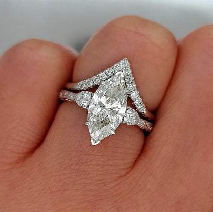 1.5 Ct Marquise Lab Diamond Eternity Band