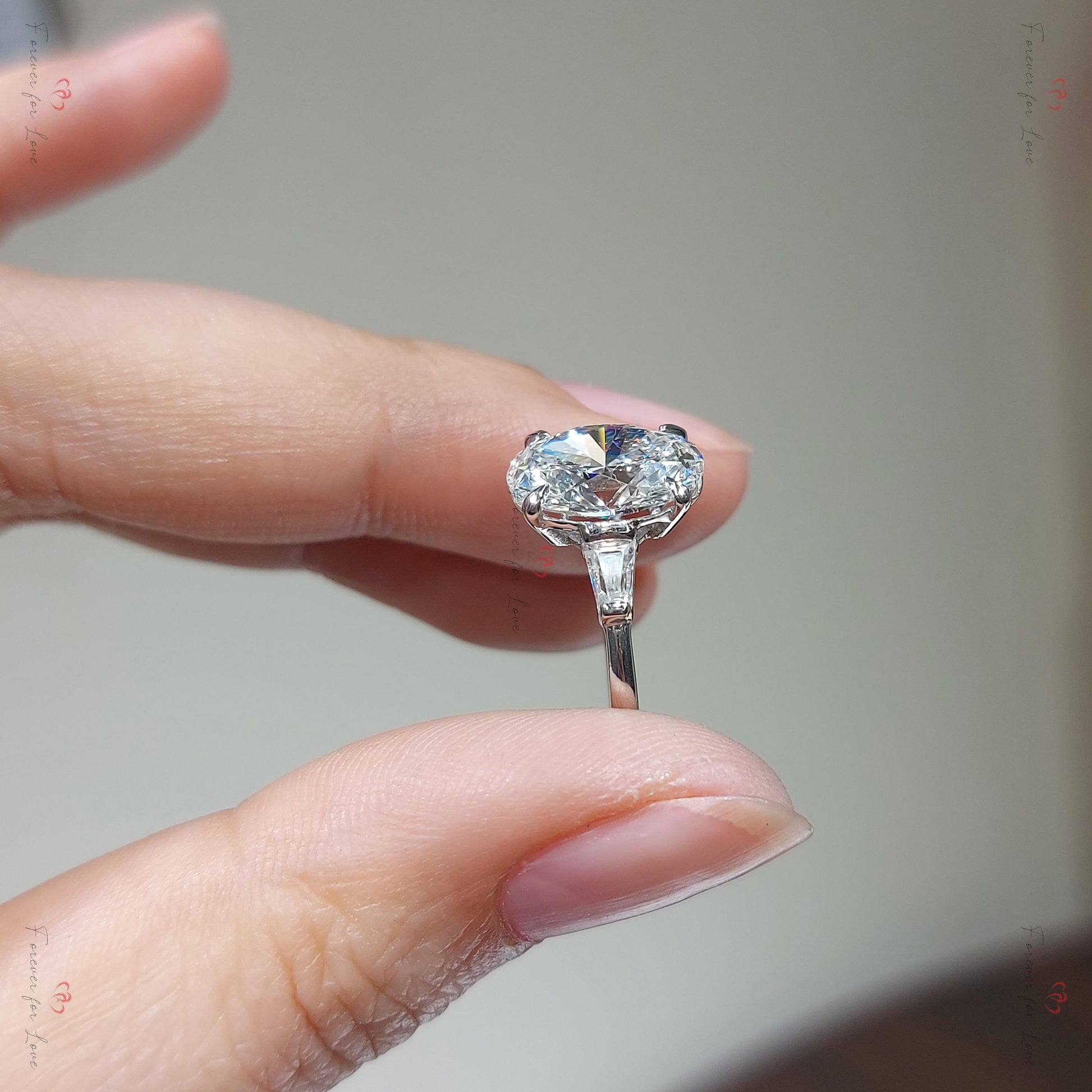 3 Ct IGI Certified Oval Diamond Three Stone Ring