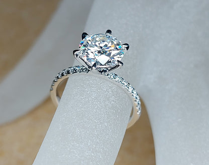 2 Ct Round Lab Diamond Solitaire Engagement Ring