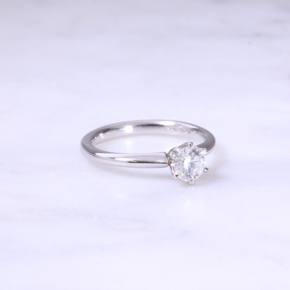2 Ct Round Natural Diamond Solitaire Engagement Ring Round cut 1Ct Moissanite Brilliant Cut engagement ring in 935 Argentium Silver — custom handcrafted by Forever For Love