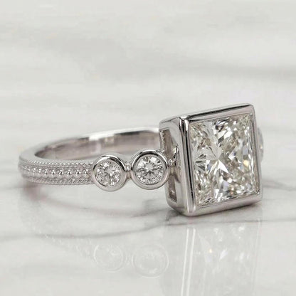 1.6 Ct Princess Lab Diamond Engagement Ring
