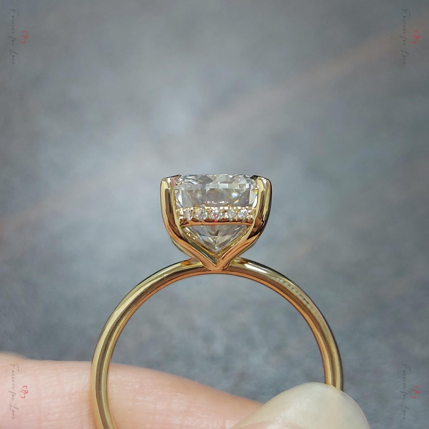 7 Ct Cushion Moissanite Solitaire Engagement Ring Cushion cut 1Ct Moissanite Brilliant Cut engagement ring in 935 Argentium Silver — custom handcrafted by Forever For Love