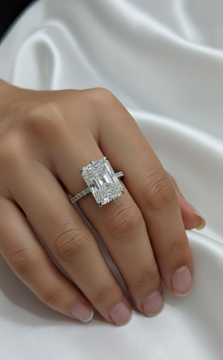 5 Ct IGI Certified Radiant Lab Diamond Solitaire Engagement Ring