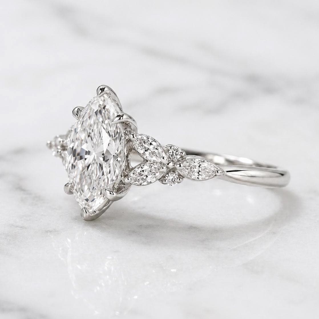 Marquise Lab Diamond Engagement Ring