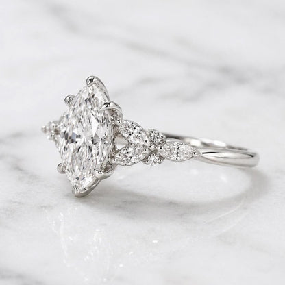 Marquise Lab Diamond Engagement Ring