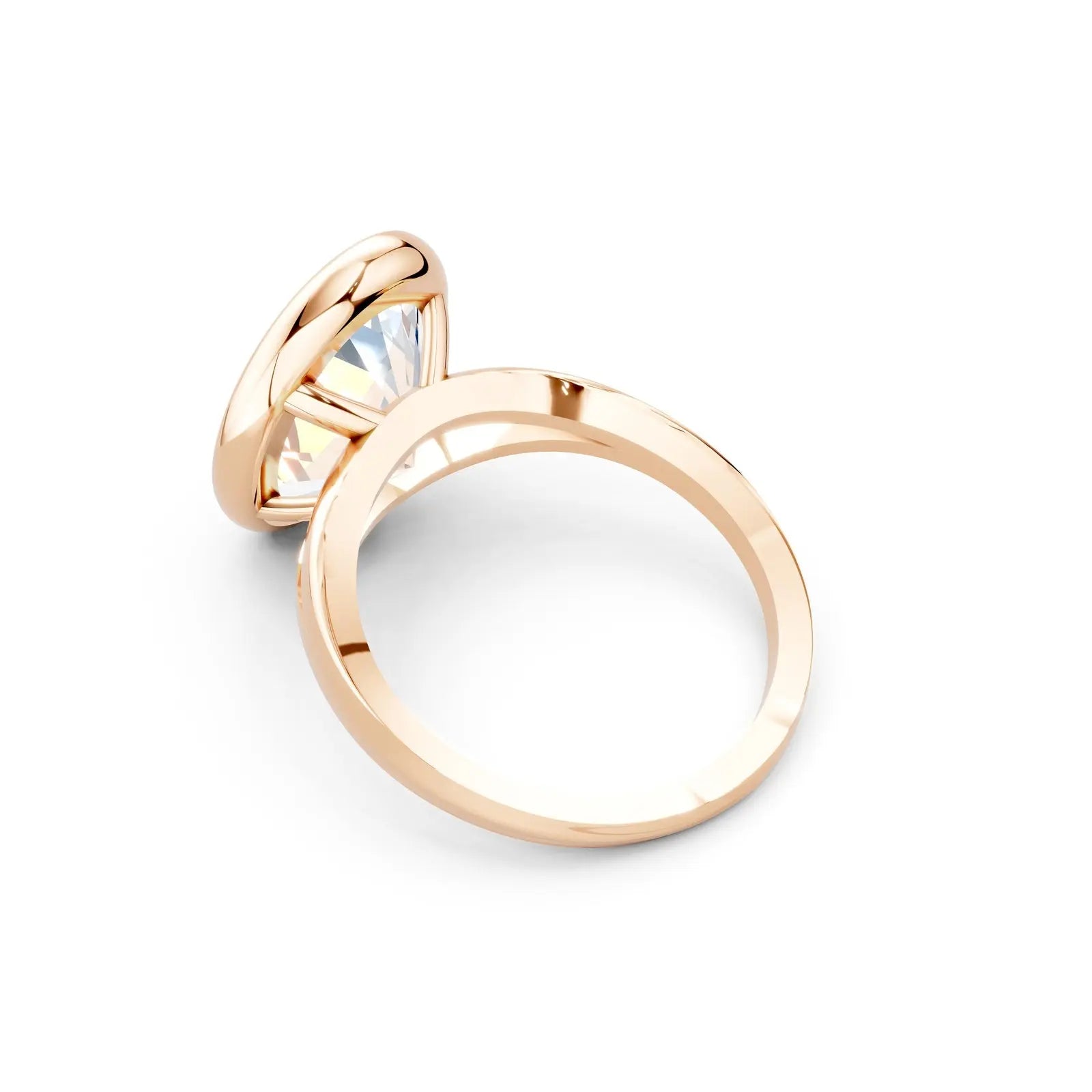 Oval Bezel Set Solitaire Engagement Ring with Split Band Forever For Love