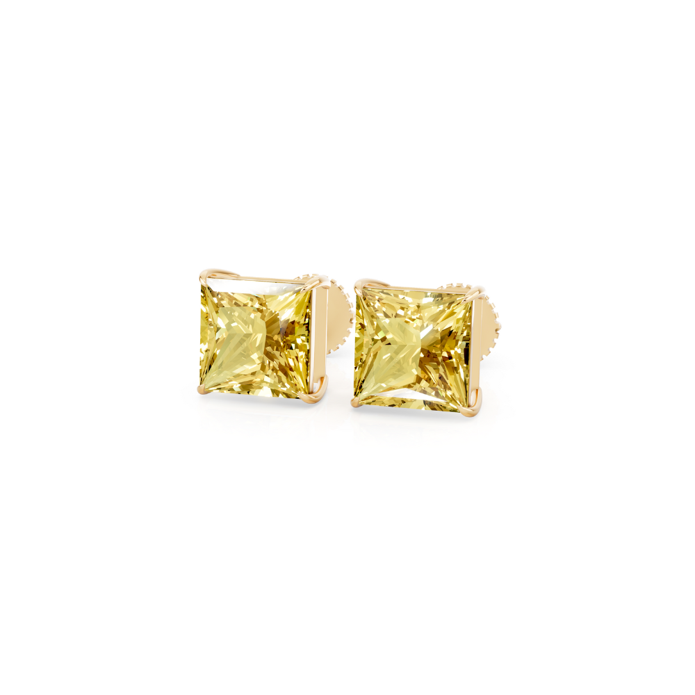 Princess Cut Color Diamond Stud Earrings 1 Ct engagement ring in 10K Solid Gold — custom handcrafted by Forever For Love