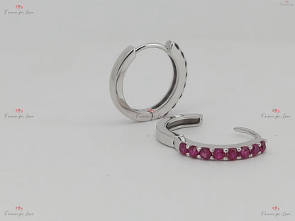 Natural Ruby Earrings / Huggie Earrings / 14k Gold 10MM Ruby Huggie Hoop Earrings / July Birthstone / Last Minute Gift Idea, Gift for Mom