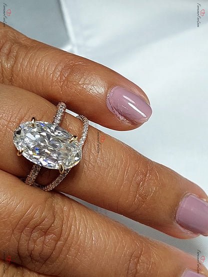 8 Ct Oval Natural Diamond, Moissanite Solitaire Engagement Ring