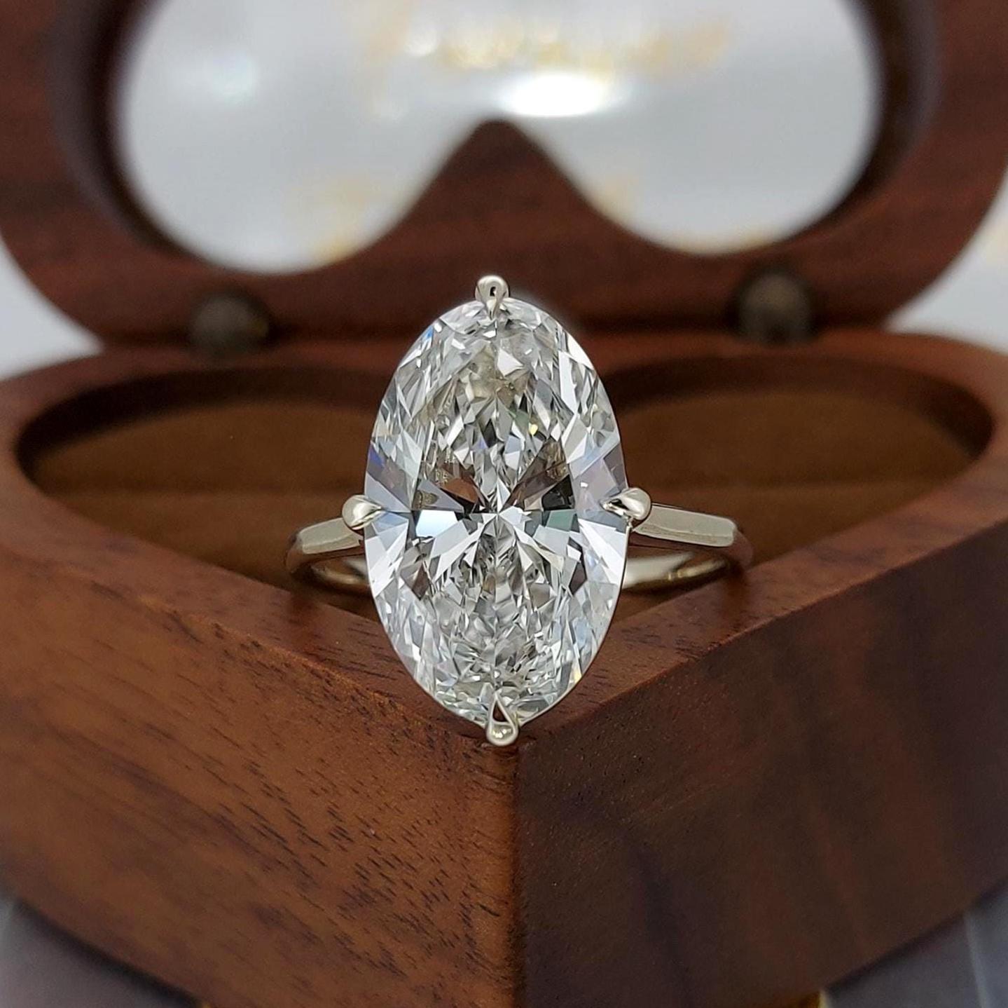 4 Ct Oval Lab Diamond Engagement Ring