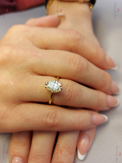 3 Ct Oval Diamond, Moissanite Engagement Ring