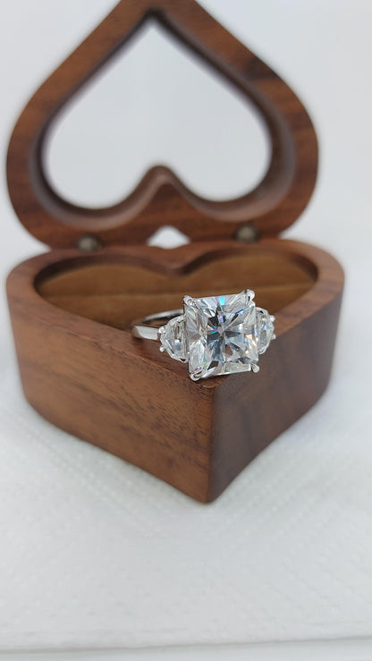 Radiant Cut Moissanite Engagement Ring, Hidden Halo Engagement Ring, Radiant Cut Solitaire, Solid Gold Radiant Cut, Solitaire Proposal Ring.