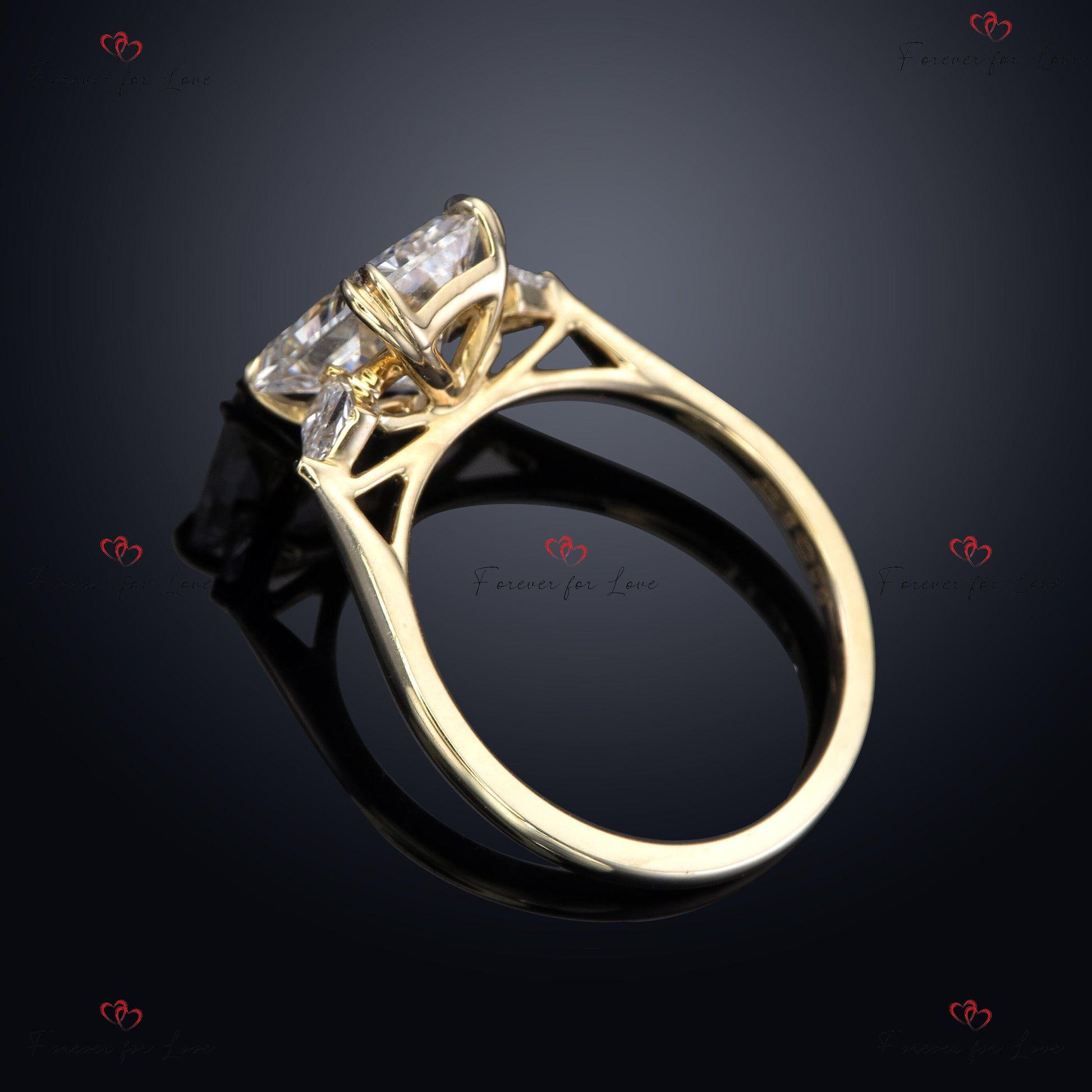2 Ct IGI Certified Radiant Lab Diamond Three Stone Engagement Ring