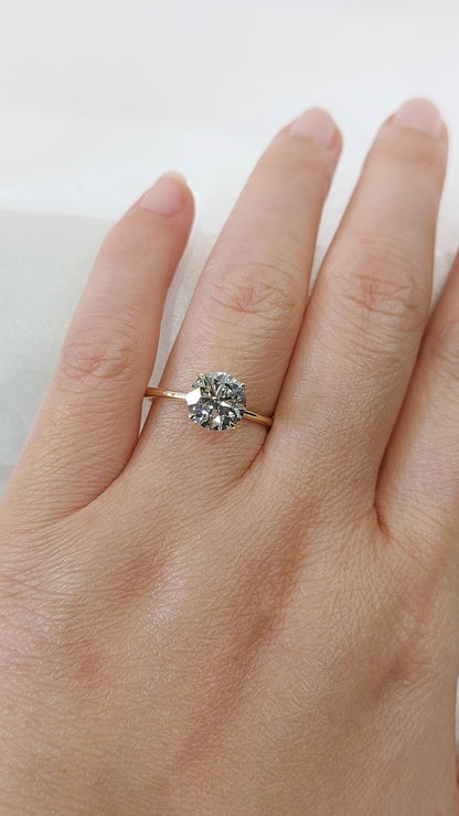 IGI Certified Round Lab Diamond Engagement Ring