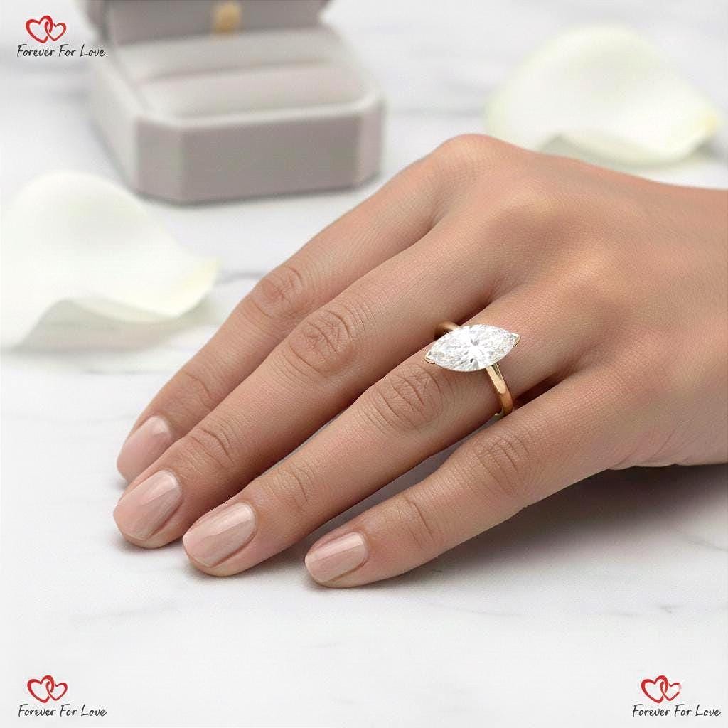 4ct E, VVS2, IGI Certified Marquise Ring, Unique design, Marquise Diamond Engagement ring, Lab Diamond, Anniversary Ring, Perfect gift.