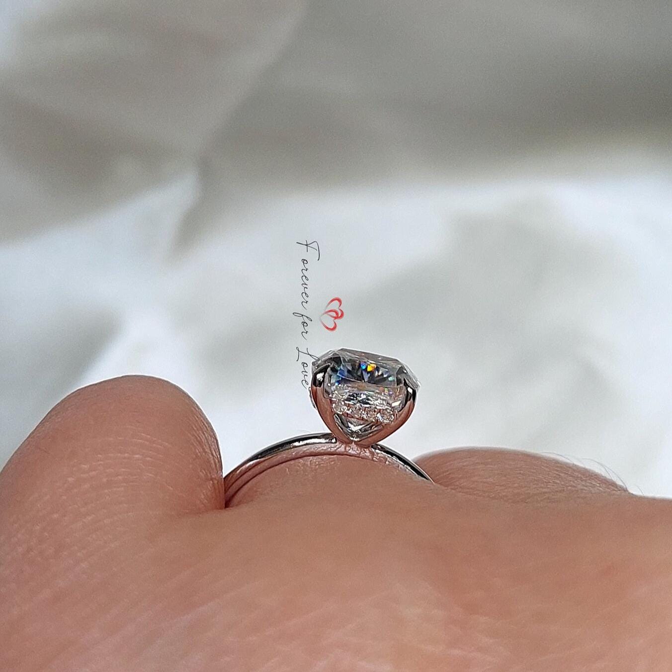 2.2 Ct Cushion Moissanite Hidden Halo Engagement Ring