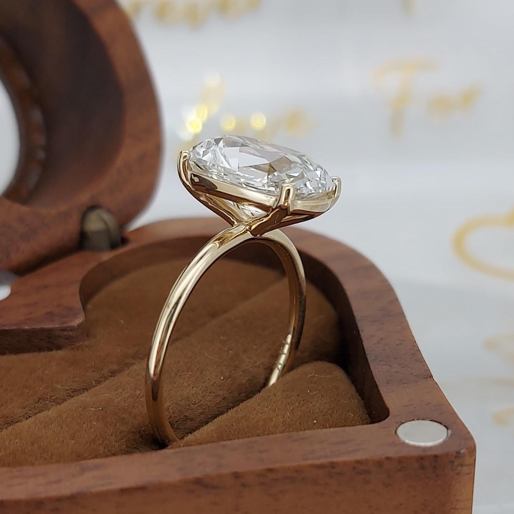 4 Ct IGI Certified Old Mine Lab Diamond Solitaire Engagement Ring
