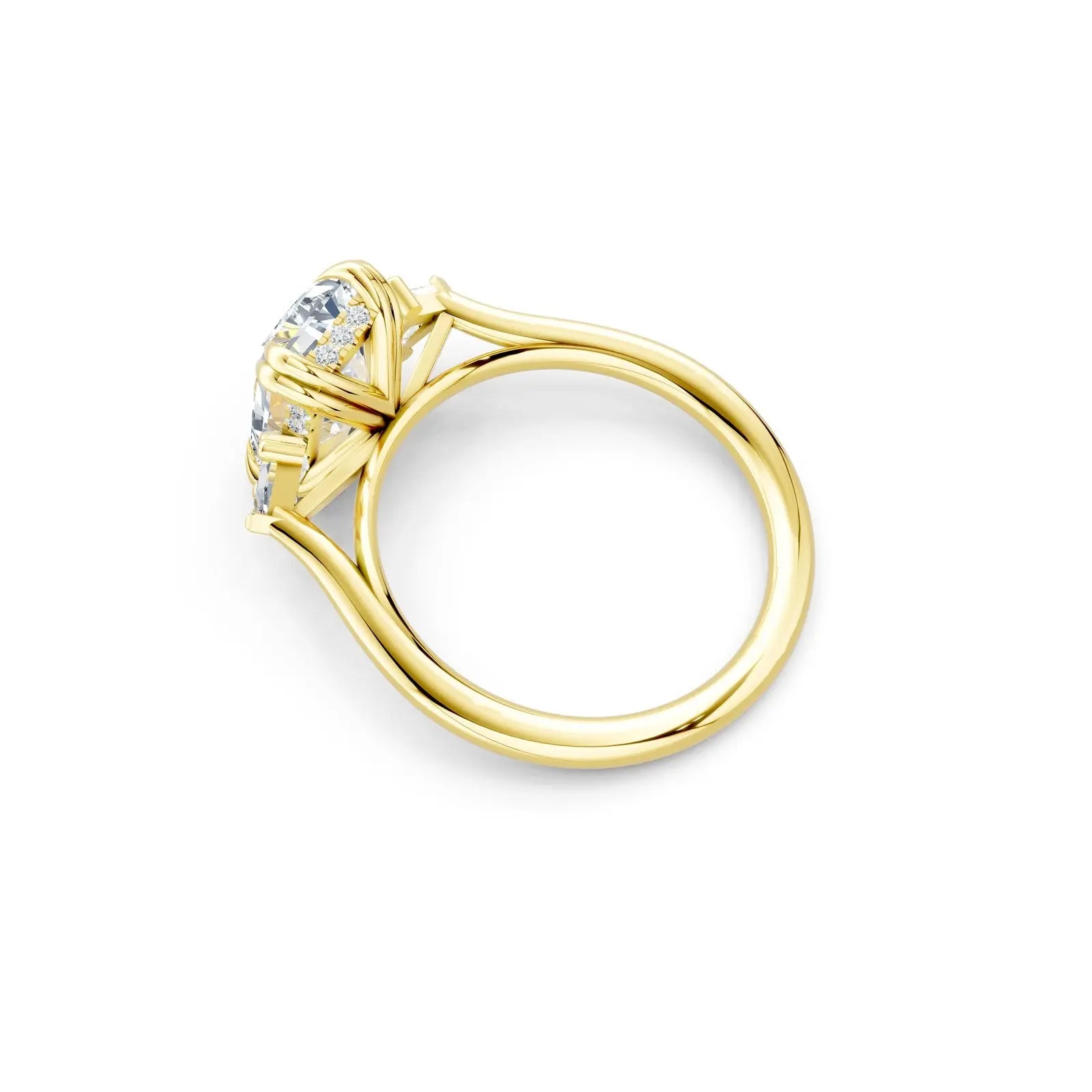 Radiant Center Stone with Pear Side Stones Three-Stone Engagement Ring Forever For Love