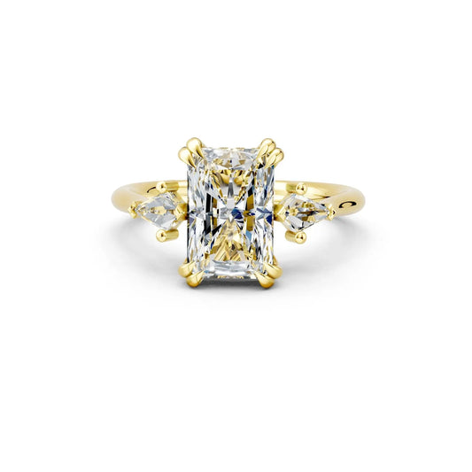 Radiant Center Stone with Pear Side Stones Three-Stone Engagement Ring Forever For Love