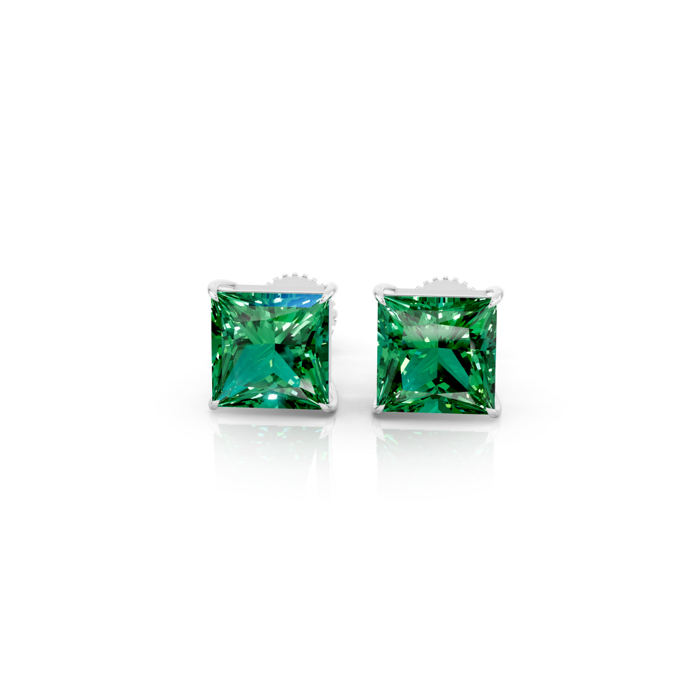Princess Cut Color Diamond Stud Earrings 1 Ct engagement ring in 10K Solid Gold — custom handcrafted by Forever For Love