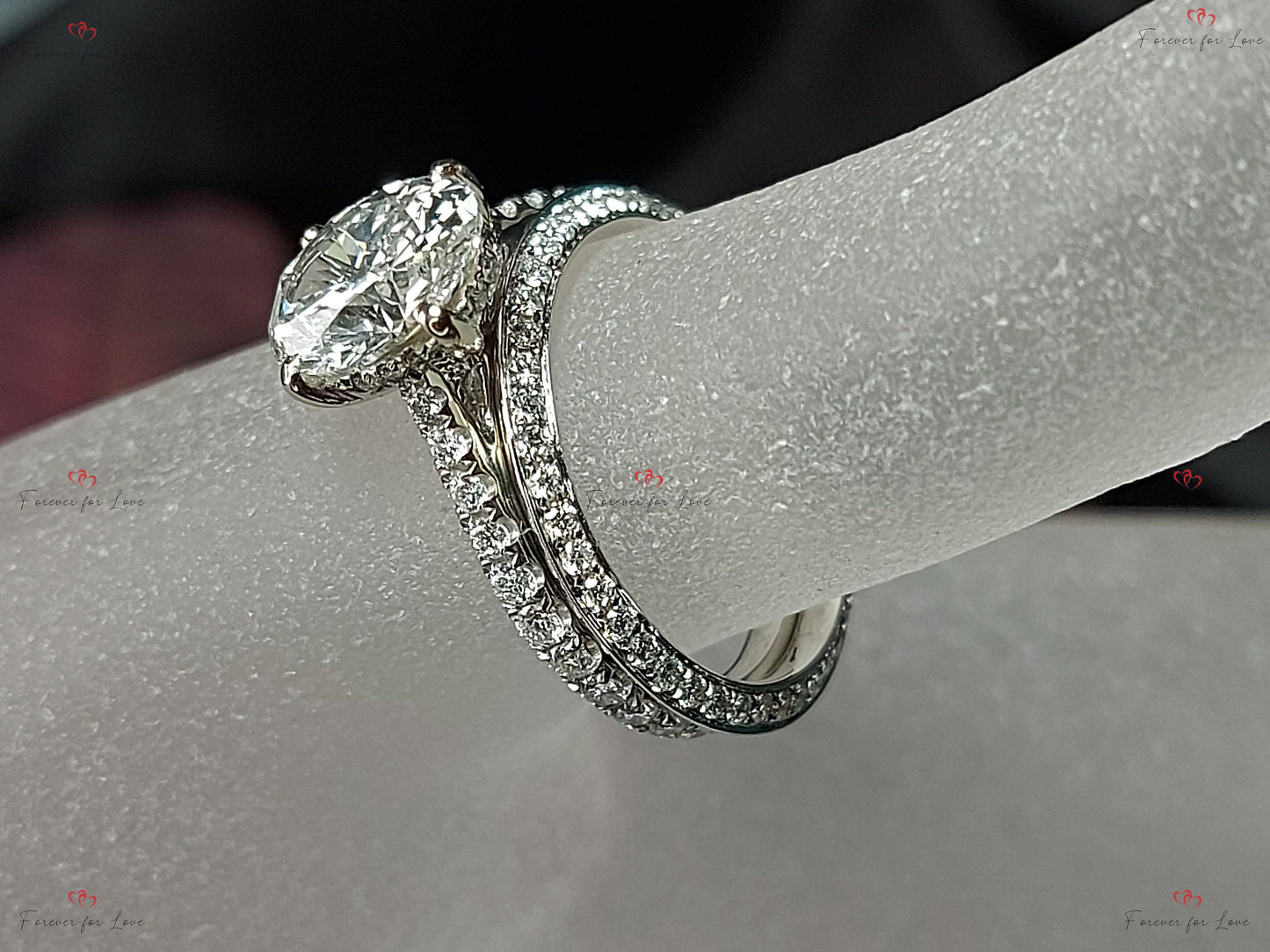 1.5 Ct Oval Lab Diamond Eternity Band Oval cut Moissanite Brilliant Cut engagement ring in 935 Argentium Silver — custom handcrafted by Forever For Love
